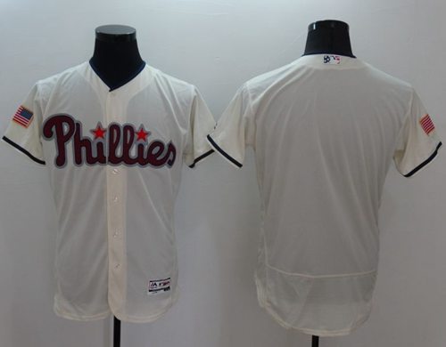Phillies Blank Cream Fashion Stars & Stripes Flexbase Authentic Stitched MLB Jersey - Click Image to Close